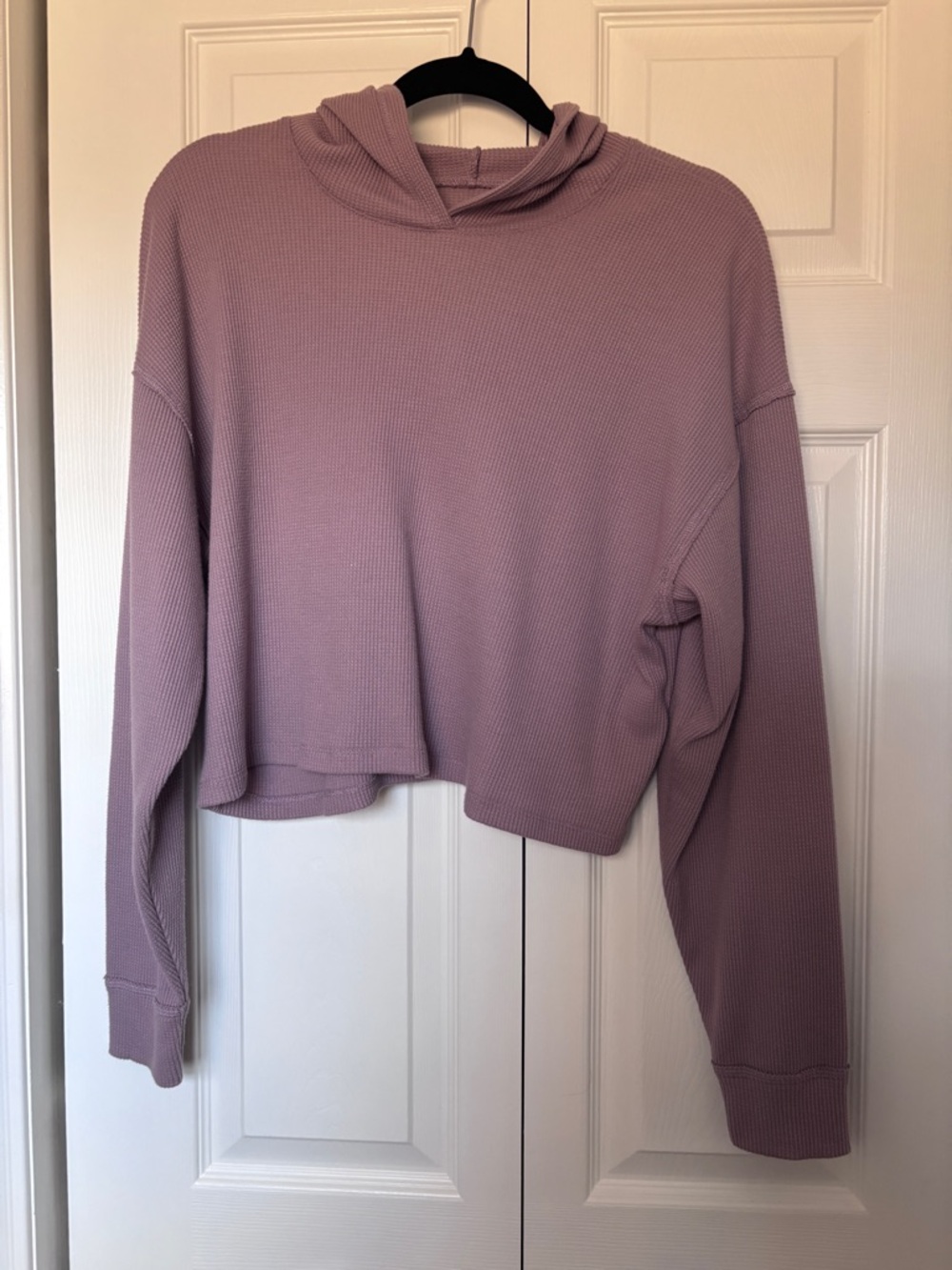 Hollister Waffle-Knit Hoodie in Dusty Mauve